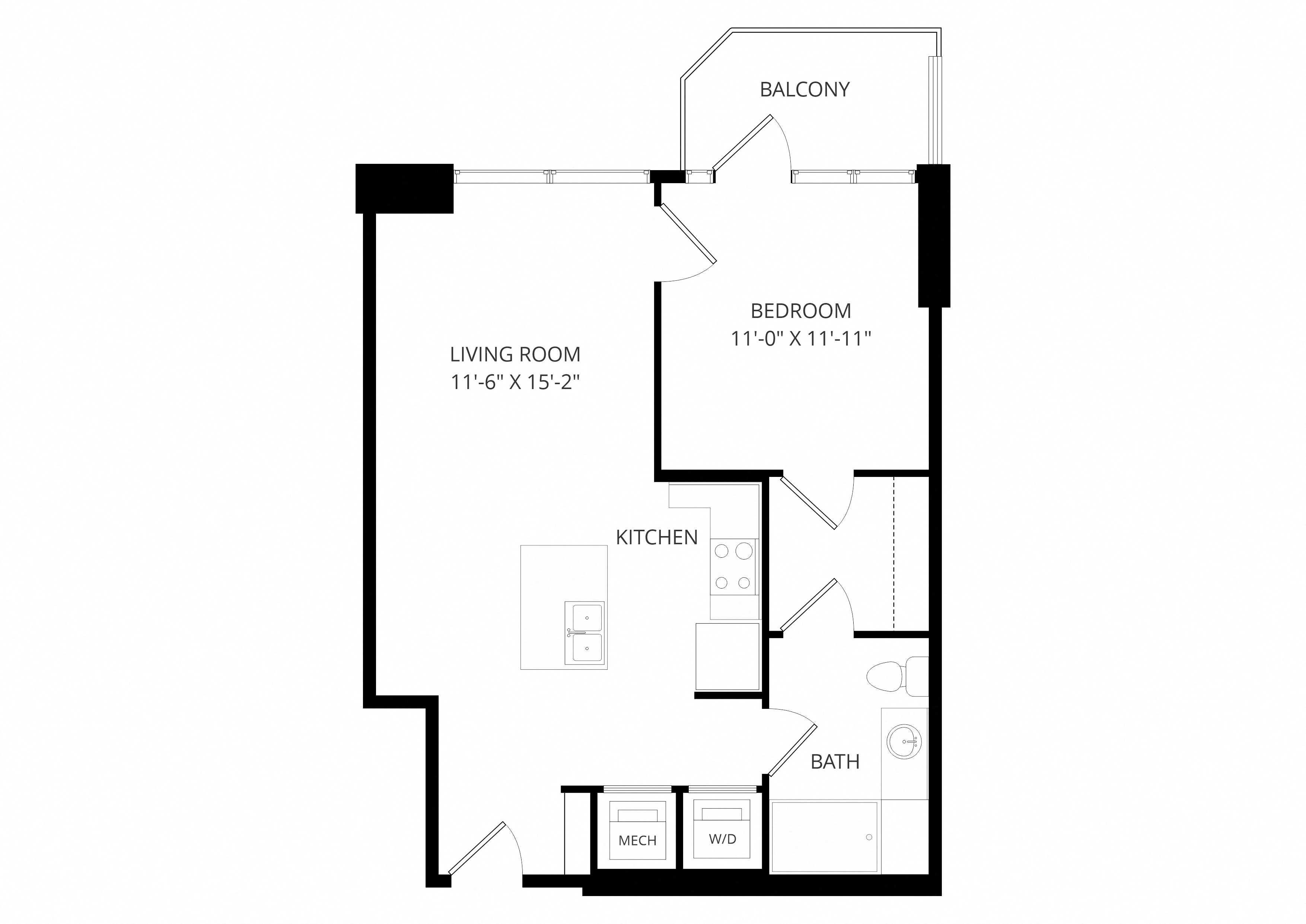 A2_OneBedroom floor plan